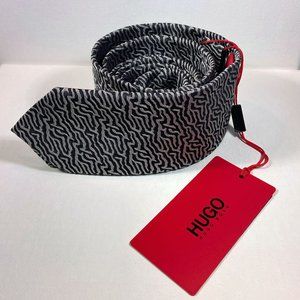 Hugo Boss Silver Abstract Pattern Skinny Silk Tie